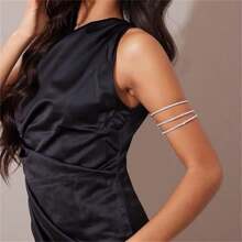 Strass Armreif Schmuck Für Frauen, Mehrschichtiger Armreif Oberarm Schmuck Kristall Silber Prom Brautschmuck Armband Für Party Braut Hochzeit - mehrschichtiges Armband - Übersicht 5