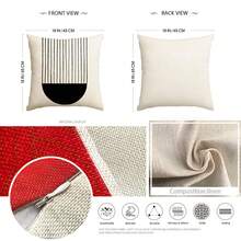 1個亞麻製抽象線條裝飾枕套,適用於農家式家居裝飾,客廳沙發枕套,臥室靠墊套（不含枕芯） - 彩色 - 查看 2