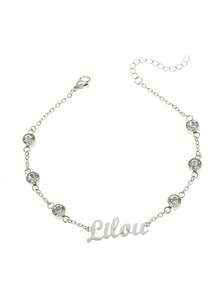 1 件带白钻的定制名字手链，个性化银质名字手链，送给女朋友的定制珠宝礼物，情人节礼物，伴娘礼物，圣诞节礼物，母亲节礼物，送给她的礼物 - 銀色 - 查看 6