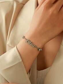 1 件带白钻的定制名字手链，个性化银质名字手链，送给女朋友的定制珠宝礼物，情人节礼物，伴娘礼物，圣诞节礼物，母亲节礼物，送给她的礼物 - 銀色 - 查看 2