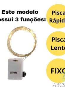 Kit 10 Fio De Led 2 Metros Fada Para Decoração De Natal / Ano Novo / Natal / Casamento De Bateria - Amarelo mostarda - Visão 2