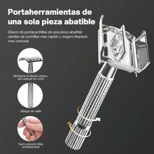 TUCORRESI Rastrillo para Afeitar Hombre - Afeitadora de Bigote Maquinilla de Doble Filo Lncluye Doble Filo y Estuche con Espejo. Rastrillo de Seguridad y Rastrillo Mariposa en - Plateado - Ver 6