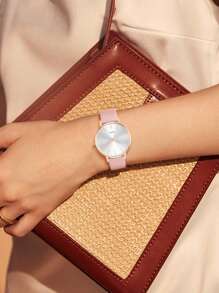 LUCKYFOX Khô Pin Tròn Quay số Tối giản Thiếu niên Sinh viên Cao-kết thúc Thời gian rảnh rỗi Sọc Đồng hồ thạch anh In Hộp , Thích hợp Đối với Cuộc sống hàng ngày - Hồng - Xem 3