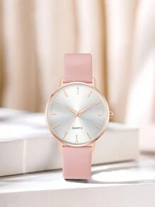 LUCKYFOX Khô Pin Tròn Quay số Tối giản Thiếu niên Sinh viên Cao-kết thúc Thời gian rảnh rỗi Sọc Đồng hồ thạch anh In Hộp , Thích hợp Đối với Cuộc sống hàng ngày - Hồng - Xem 2