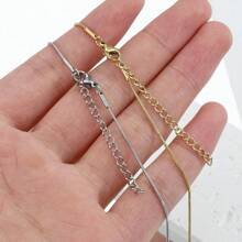 5pcs Fashionable Stainless Steel Snake Chain Necklace With Lobster Clasp And Extension Chain, Good For Making Diy Jewelry, Semi-Finished Chain