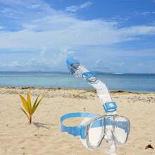 潛水面具可折疊抗霧浮潛面罩套裝,具有全干頂系統,適用於自由游專業浮潛裝備成人兒童 - 藍色 - 查看 6