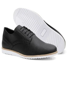 Sapato Social Masculino Estilo Clássico Brilhoso Moderno Confortável Sola Caramelo e Branca