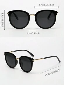 Vintage Round Frame Plastic Decorative Fashion Glasses Elegant Shades Beach Accessories Beach Accessories For Women Glasses Shades Basics Fall Winter Women Outfits Clothes Business Casual Gifts - 黑色 - 查看 5