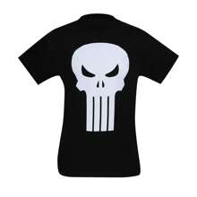 Marvel Punisher White Skull T-Shirt - Black - View 3