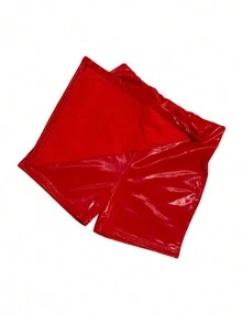 Short falda de vinipiel brilloso - Rojo - Ver 3