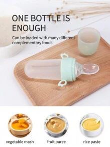 KUNT 1pc 40ml Baby Silicone Squeeze Feeding Bottle With Spoon For Rice Cereal Food - Green - View 2