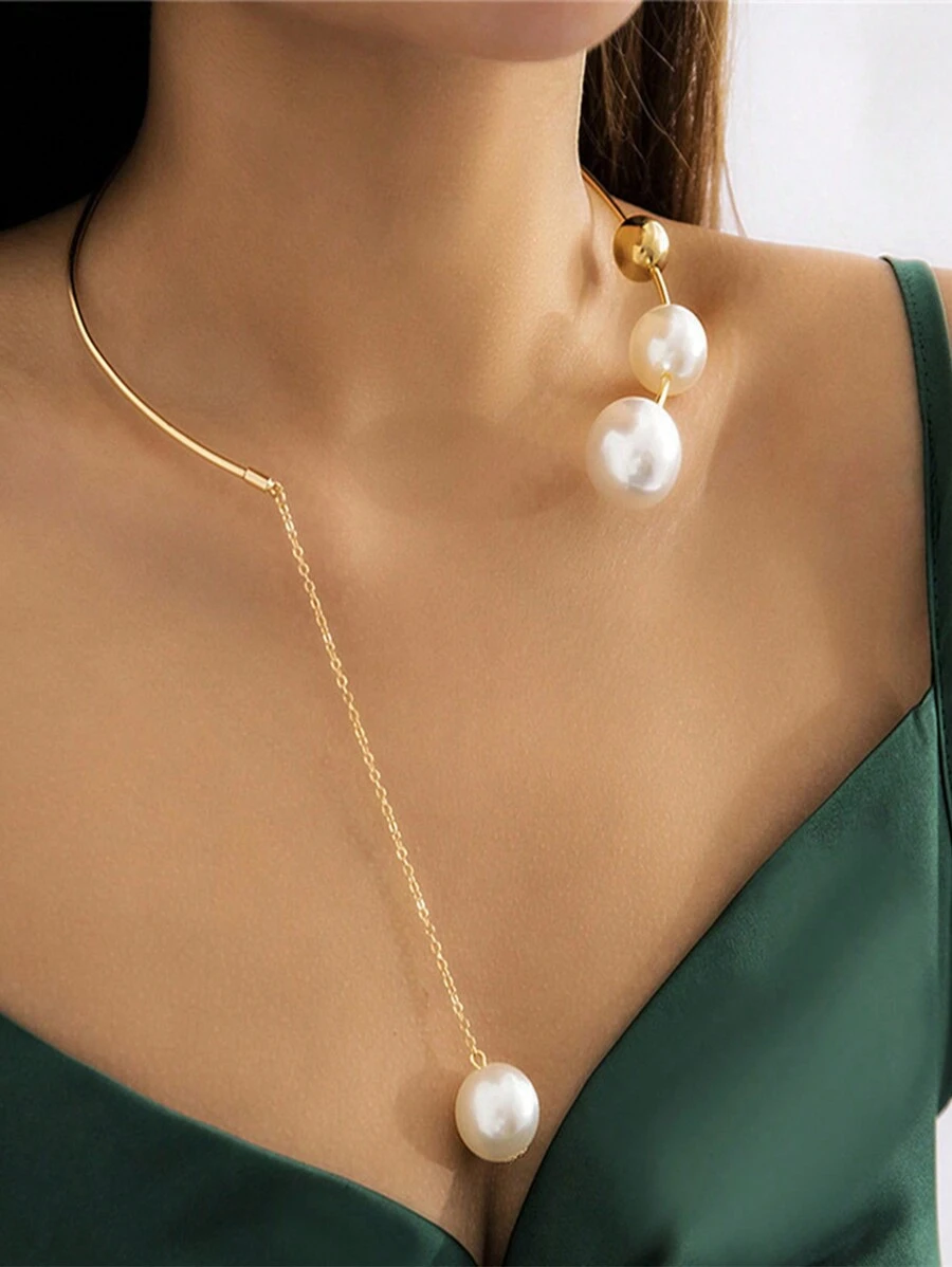 Đồ trang trí Ngọc Trai giả Vòng đeo cổ - Vàng - Xem 1