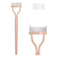 1支杏紅色鋼針睫毛梳和刷,帶不鏽鋼緊密齒,便攜式睫毛捲曲輔助工具,化妝工具,用於搭配假睫毛使用的眼部美容工具 - 杏色 - 查看 3