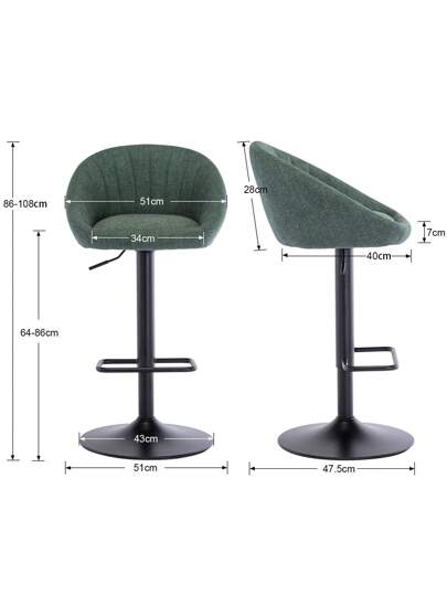 WAHSON OFFICE CHAIRS Wahson Bar Stool Set Fabric Stools Swivel Kitchen Height Adjustable Stool, Linen Kitchen/Home (Beige) view 2