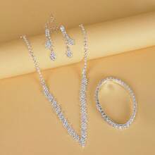 4pcs/Set Fashion Jewelry Set For Women, Including Various Necklaces, Suitable For Weddings, Parties, And Daily Wear - Silver - View 5