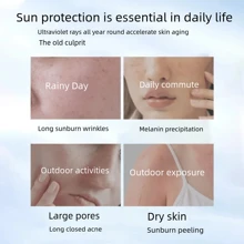 SPF50 PA+++ 美白防晒保湿不油腻面部防晒乳液，防止皮肤变黑和晒伤，防晒霜 - 黃白色 - 查看 8