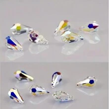 20pcs/Set Crystal AB Colour Glass Crystal Waterdrop Pendants/Austria Style Crystal Glass Teardrop/DIY Crystal Pendants/DIY Glass Beads For Bracelet/Anklet/Necklace/Earrings Jewelry Makings/DIY Keychain/DIY Christmas Gifts/DIY Jewelry Accessories&Ornaments
