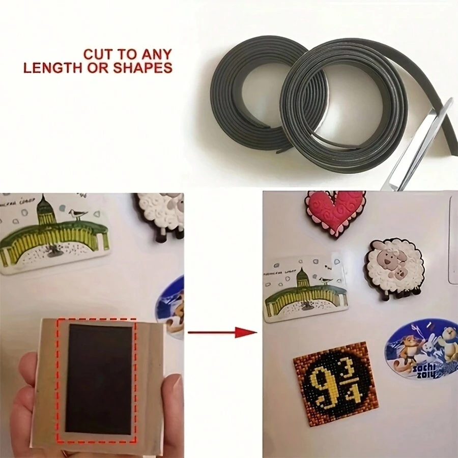 1m Self-Adhesive Magnetic Tape, Flexible Magnet Strip - Black - View 1