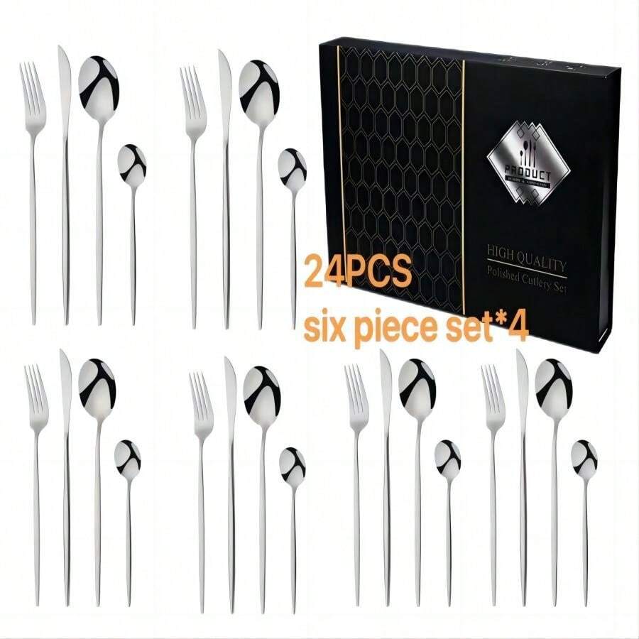 24pcs Stainless Steel StarRated Cutlery Set Including Steak Knife