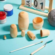 1入俄式五層未塗裝套娃,家居裝飾、木質玩具、手工藝品、娃娃、禮品贈送 - 彩色 - 查看 3