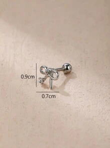 1 件时尚可爱的蝴蝶结耳环，采用钛钢和水钻，适合女性日常佩戴情人节、妈妈、母亲、母亲节、礼物 - 蝴蝶結 - 查看 3