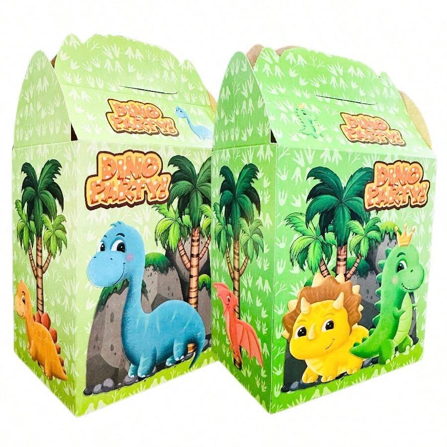 60 Cajas para Dulceros Personaje Dino Party Dinosaurios bebes caricatura para Fiesta Aguinaldos Colores Dulceras Cajita Adorno Regalo Bolo Volo Pascua Posada Recuerdo Decoracion Cumpleaños - Azul - Ver 1