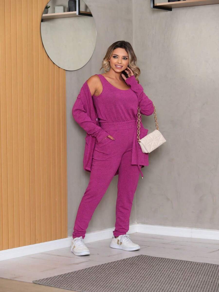 Women Two-Piece Outfits - 玫紅色 - 查看 1