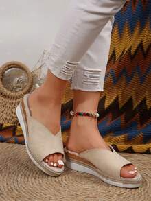 Của phụ nữ Gót chân Dép xăng đan , Dép đi trong nhà , Kỳ nghỉ Phong cách Dép đi trong nhà , Retro bờ biển , Nhà  , Ngoài trời Buổi tiệc Gót chân Dép xăng đan , Dép đi trong nhà Dành cho Cô gái - Màu be - Xem 4