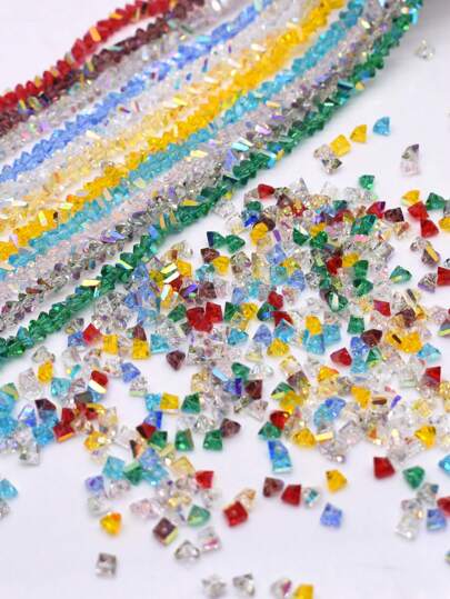 4/6mm Transparent Crystal Beads, High Quality Triangle Crystal Glass Beads, Shiny Colorful Loose Beads For Jewelry Making, DIY Earrings & Necklaces