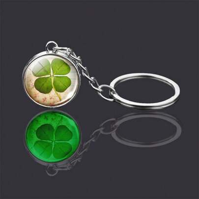 夜光四叶草钥匙扣配幸运水晶球，圣帕特里克节礼物休闲学校汽车配件可爱哥特 Y2k