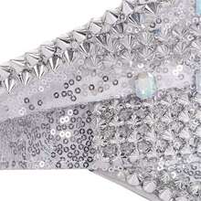 Sequin Captain Hat Rivet Punk Hat Rave Party Music Festival Hat Great For Carnival Burning Man And Bachelorette - Silver - View 5