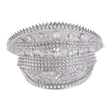 Sequin Captain Hat Rivet Punk Hat Rave Party Music Festival Hat Great For Carnival Burning Man And Bachelorette - Silver - View 1