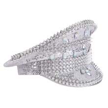 Sequin Captain Hat Rivet Punk Hat Rave Party Music Festival Hat Great For Carnival Burning Man And Bachelorette - Silver - View 3