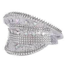 Sequin Captain Hat Rivet Punk Hat Rave Party Music Festival Hat Great For Carnival Burning Man And Bachelorette - Silver - View 2