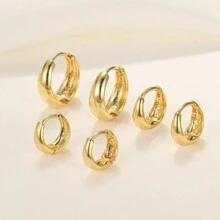 6pcs/Set Teardrop Shaped C Design Earrings - Gold - View 2