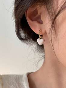 1 đôi Pháp Vintage Phong cách Đỏ  Love Vật rủ xuống Của phụ nữ Hoa tai Đai sắt Ngày Buổi tiệc Quà tặng tiệc - trắng - Xem 3