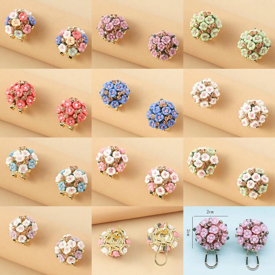 Bông tai trang trí hoa - trắng - Xem 1