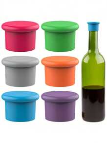 1pc/6pcs Wine Stoppers, Reusable Silicone Wine Corks, Glass Corks Beverages Beer Champagne Bottles For Corks To Keep Wine Fresh