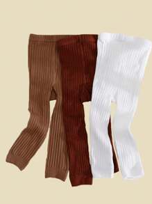 3 件装棕色调女婴 Maillard 及膝紧身裤，春季系列