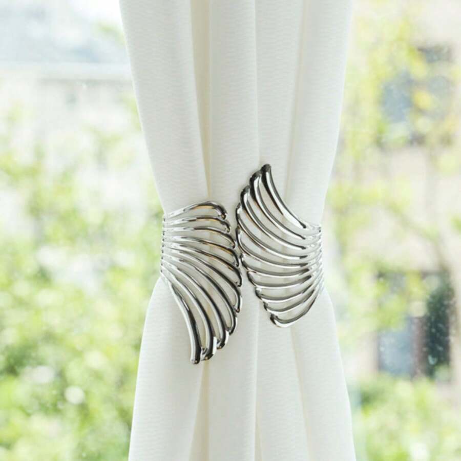 1 Miếng Hiện đại Và Phong cách tối giản Móc rèm Với Thiên sứ Hình Cánh , Mềm mại Đồ trang trí Đối với Sống , Khoan Cài đặt - Bạc - Xem 1