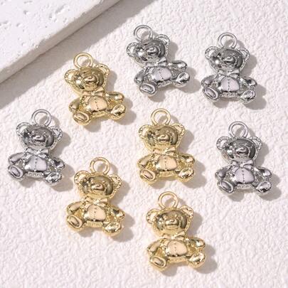 5个Y2K风格锌合金蝴蝶结小熊吊坠，DIY项链手链耳环钥匙扣饰品配件，适合女孩/女士日常穿搭和派对装饰