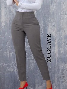 Pantalon de vestir de pinzas de dama strech - Gris - Ver 2