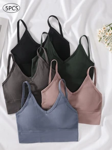 5 pièces/set Soutien-gorge bralette à bretelles dos nu, pour femmes, lingerie