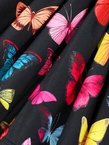 Tween Girl Summer Round Neck Sleeveless Butterfly Print Casual Dress