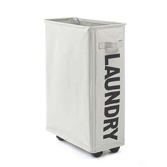 带轮子的洗衣篮，防尘网罩，防水织物桶，用于洗衣裤鞋牛仔裤靴子裙子洗衣篮，洗衣篮浴室收纳盒，篮子，储物篮，可折叠洗衣篮