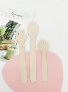 50入組一次性木質叉匙,長度可選擇10cm/11.5cm/14cm/16cm,適合生日派對、野餐、家庭聚會和友人聚會,適用於水果、蛋糕和沙拉,結合叉和匙功能的多功能餐具 - 杏色 - 查看 9