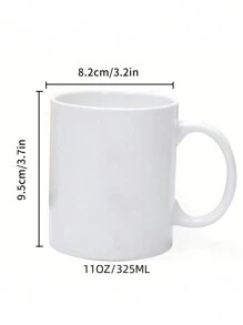1pc Large Capacity Heat Transfer Printing Ceramic Mug, Creative Gift Coffee Cup Back To School - White - View 2