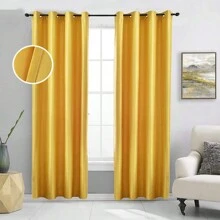 Hiện đại Vàng Rèm cửa Đối với Phòng khách Phòng ngủ Bắc Âu Màu thuần Cửa sổ Nhà  Đồ trang trí - Màu vàng - Xem 1
