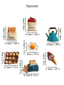 Imanes de nevera con diseños de comida,imanes decorativos y divertidos para el refrigerador, imanes grandes y resistentes de resina para decorar la cocina, mejor regalo - Multicolor - Ver 8