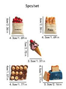 Imanes de nevera con diseños de comida,imanes decorativos y divertidos para el refrigerador, imanes grandes y resistentes de resina para decorar la cocina, mejor regalo - Multicolor - Ver 7